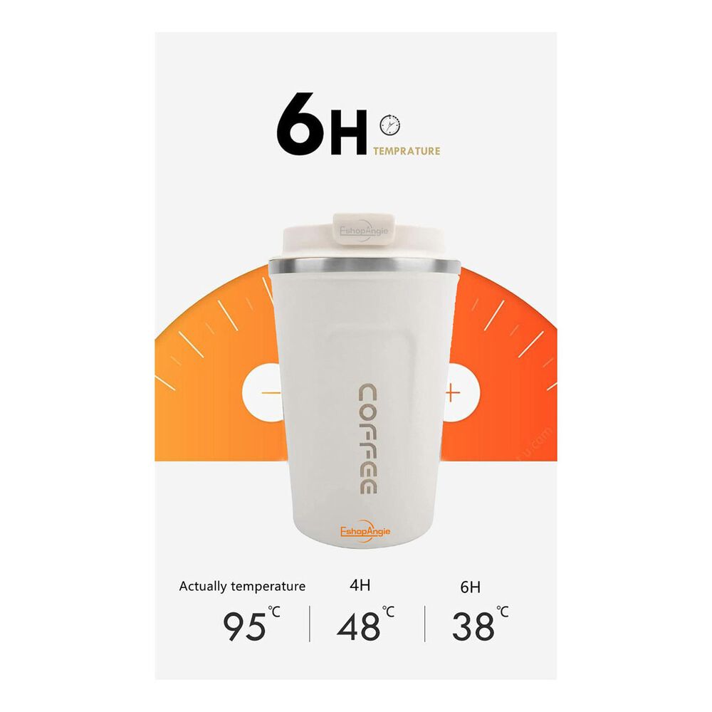 Termo Mug Café 380ml Acero Inoxidable Portátil Blanco image number 2.0