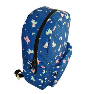 Mochila Escolar Unicornios Azul Ni&ntilde;os Resistente Y Espaciosa