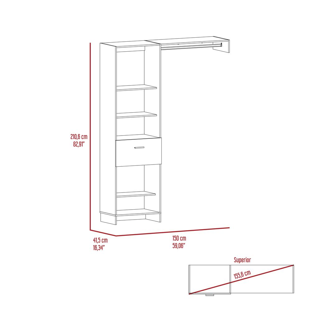 Closet 1 Cajón 5 Repisas Fm-014b - Blanco image number 7.0