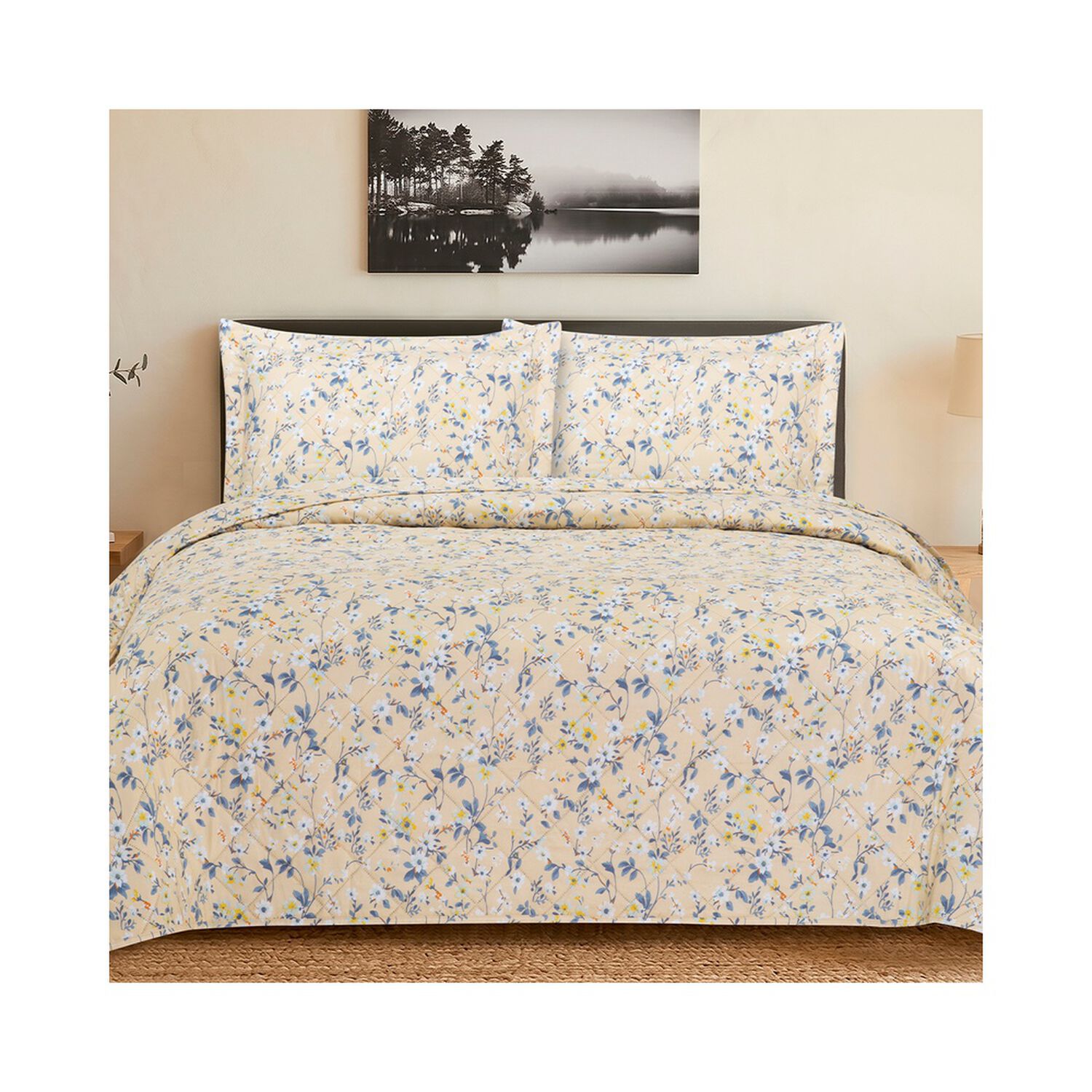 Quilt Andes Estampado Flor Beige 2 Pl image number 0.0