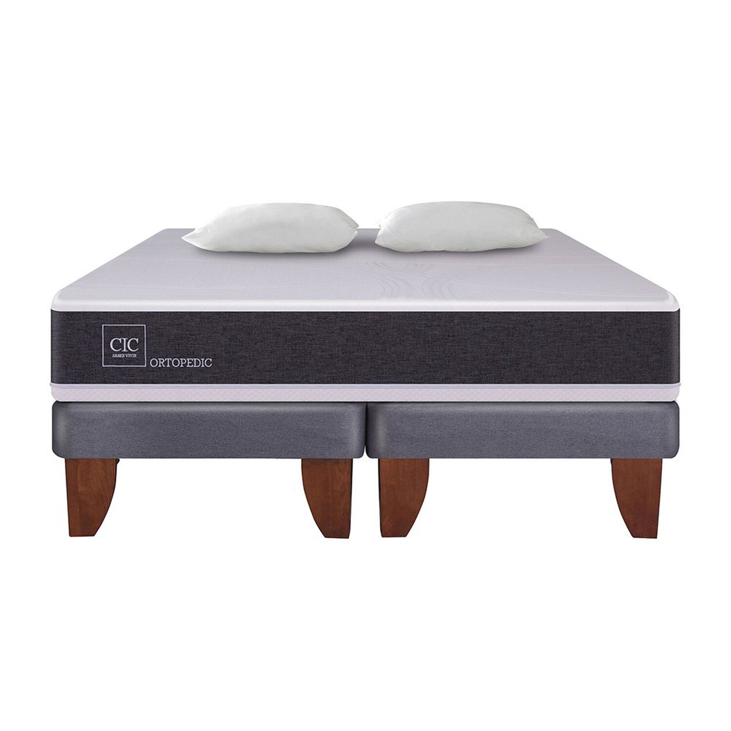 Cama Europea Cic New Ortopedic / 2 Plazas / Base Dividida + Almohadas image number 1.0