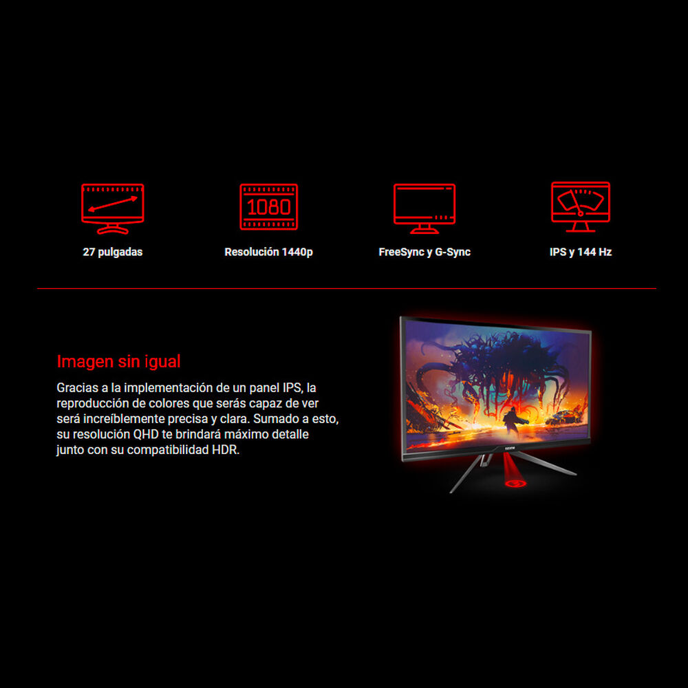 Monitor Gamer Ozone 27' Dsp27 Ips 144hz 1ms image number 2.0