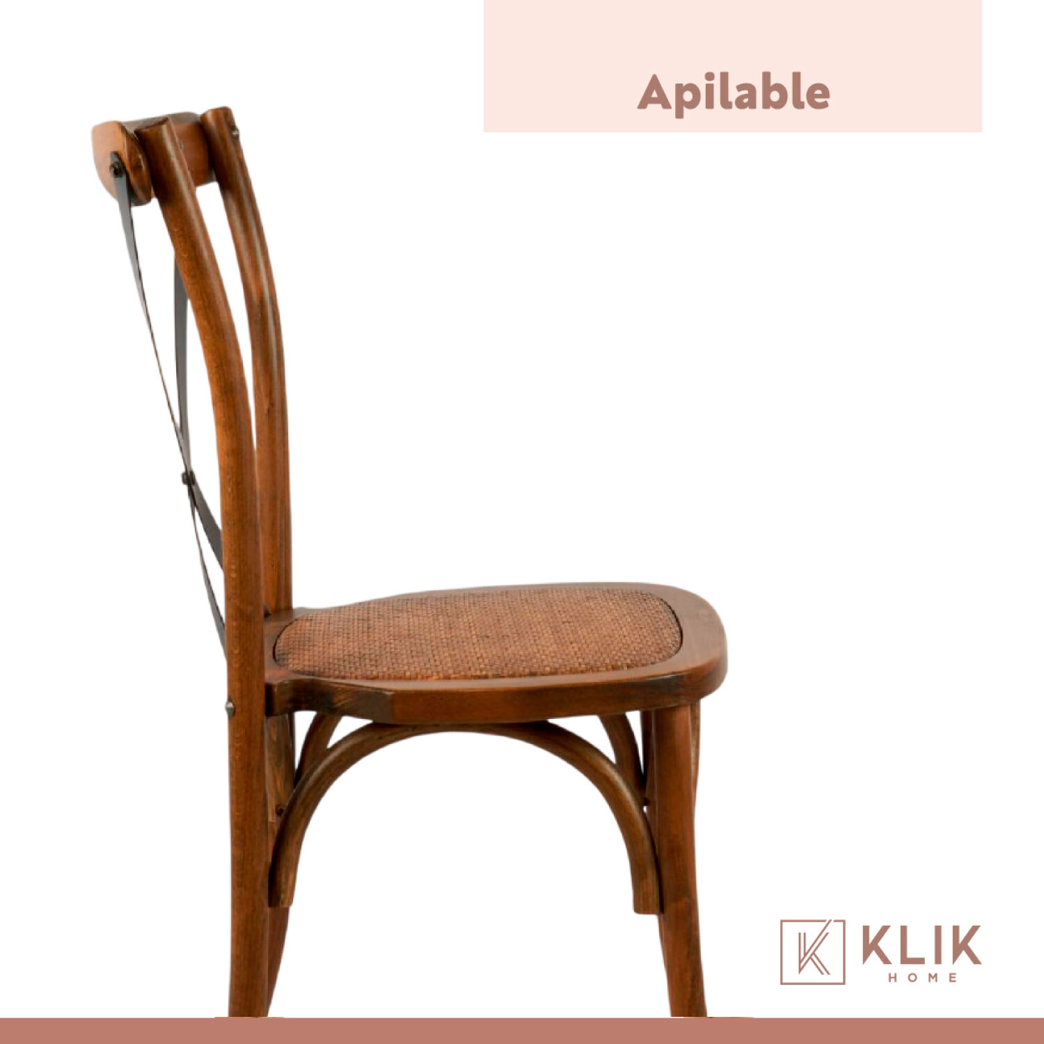Pack De 4 Sillas Crossback Madera Rattan - Caf&eacute; Vintage image number 5.0
