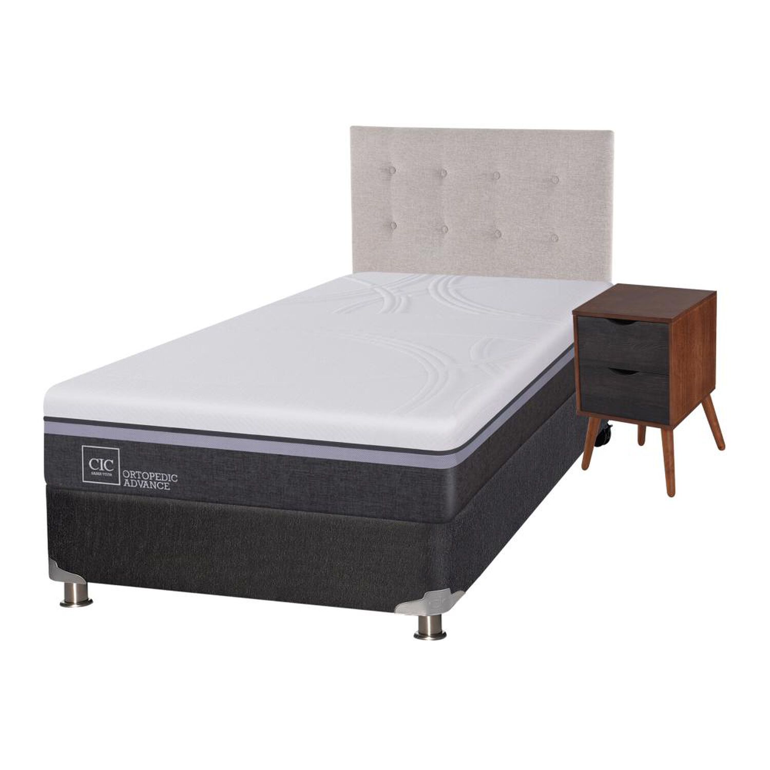 Box Spring Cic Ortopedic / 1.5 Plazas / Base Normal  + Set De Maderas image number 1.0