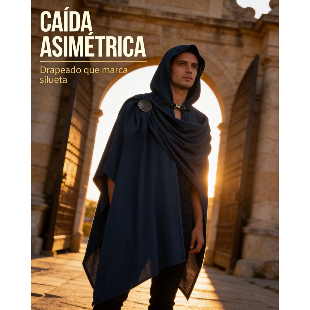 Disfraz Tunica Capa Con Capucha Medieval Con Broche Para Cosplay Halloween Y Teatro Unisex image number 22.0