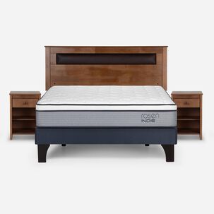 Cama Europea Rosen Indie / 2 Plazas / Base Normal + Set De Maderas Ferrara