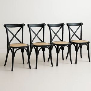 Pack De 4 Sillas Crossback Madera Rattan Negras Pack De 4 Sillas Crossback Madera Rattan Negras