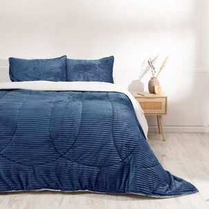 Plumon Corduroy Coral Sherpa 2 Plazas Azul