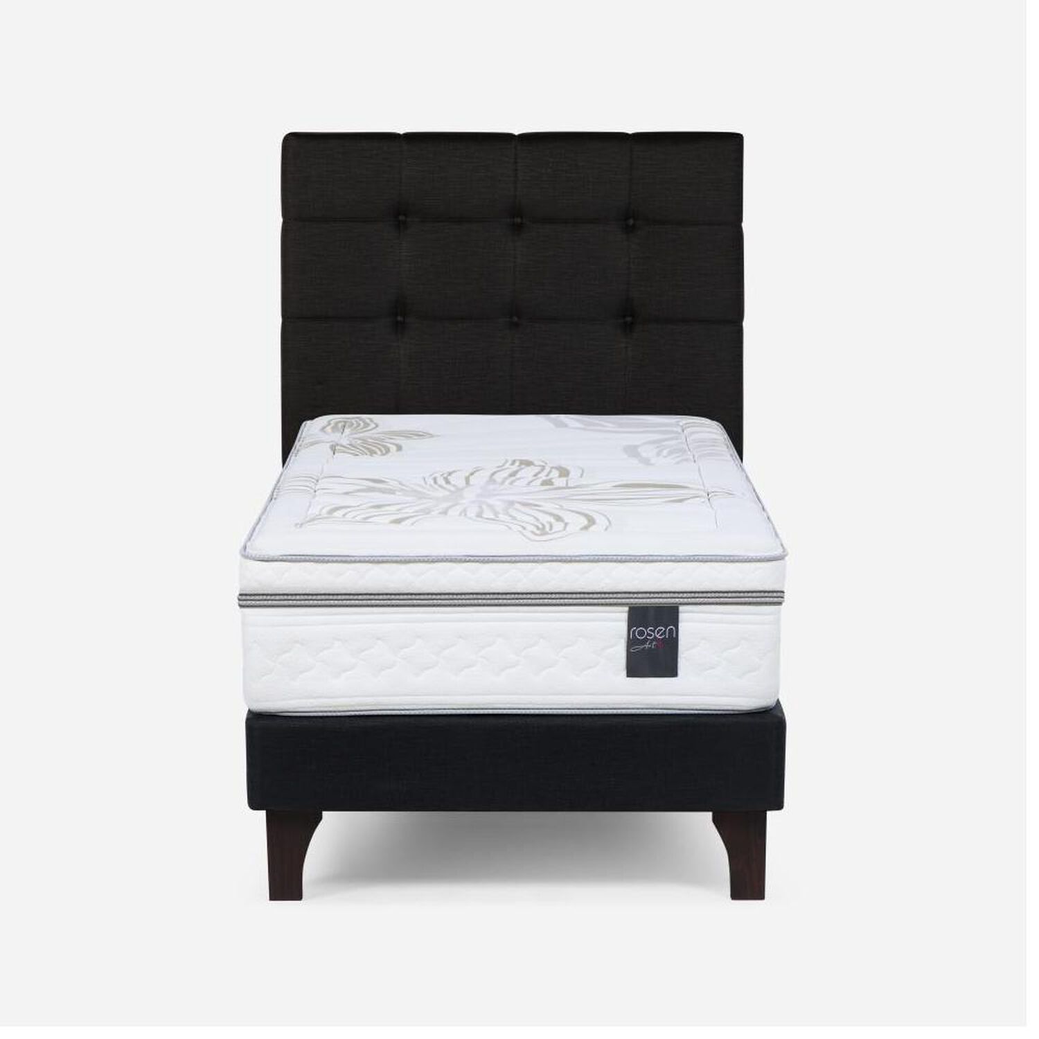 Cama Europea Rosen Art 4 / 1.5 Plazas / Base Normal + Respaldo image number 0.0