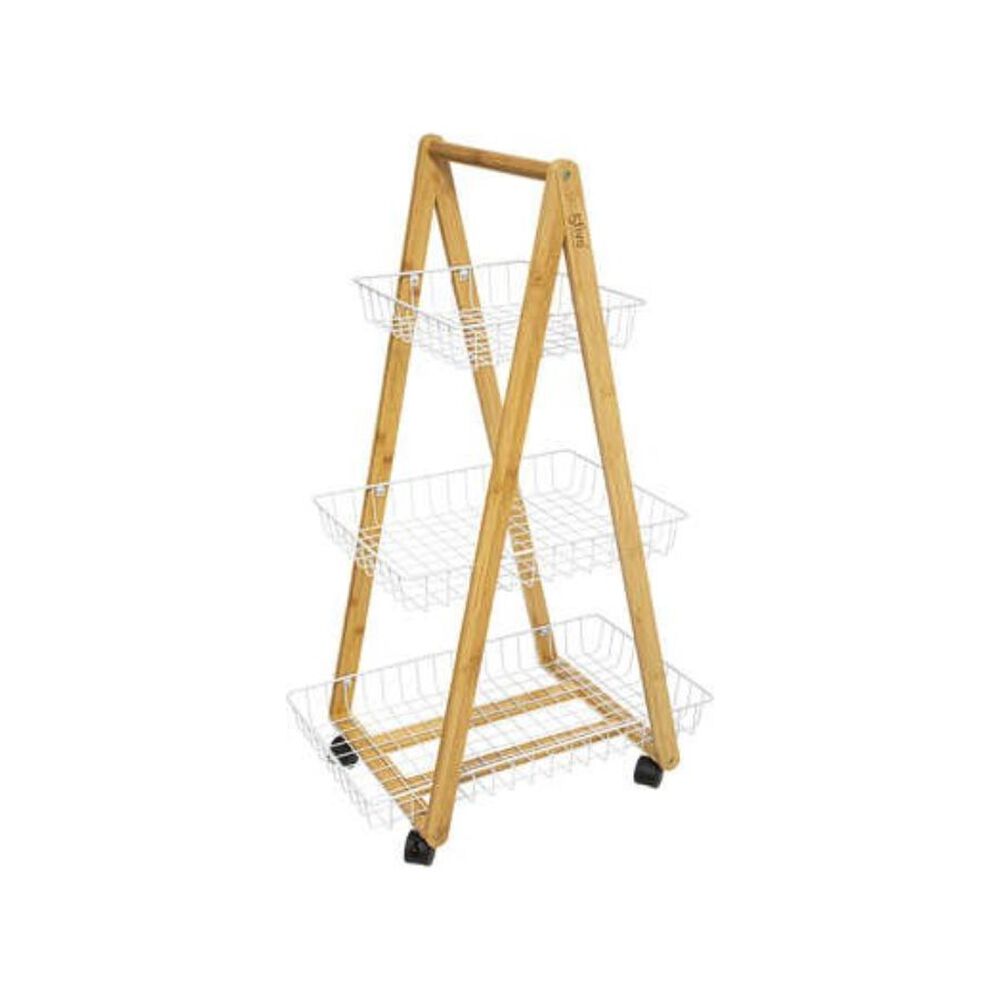 Carrito De Almacenamiento Bamb&uacute; Organizador Blanco image number 0.0