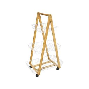 Carrito De Almacenamiento Bamb&uacute; Organizador Blanco