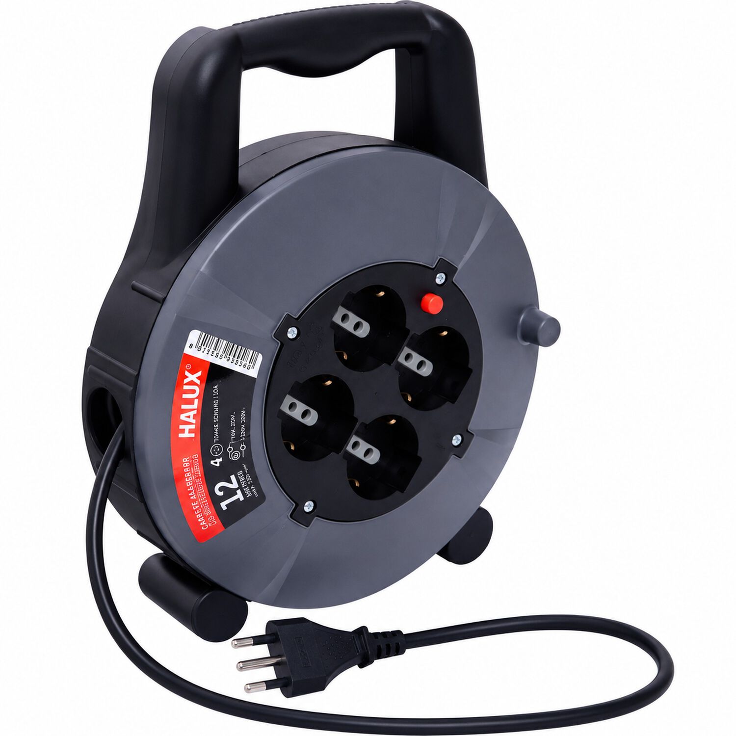 Carrete Alargador Halux 4 Tomas 12m 2200w Negro image number 3.0