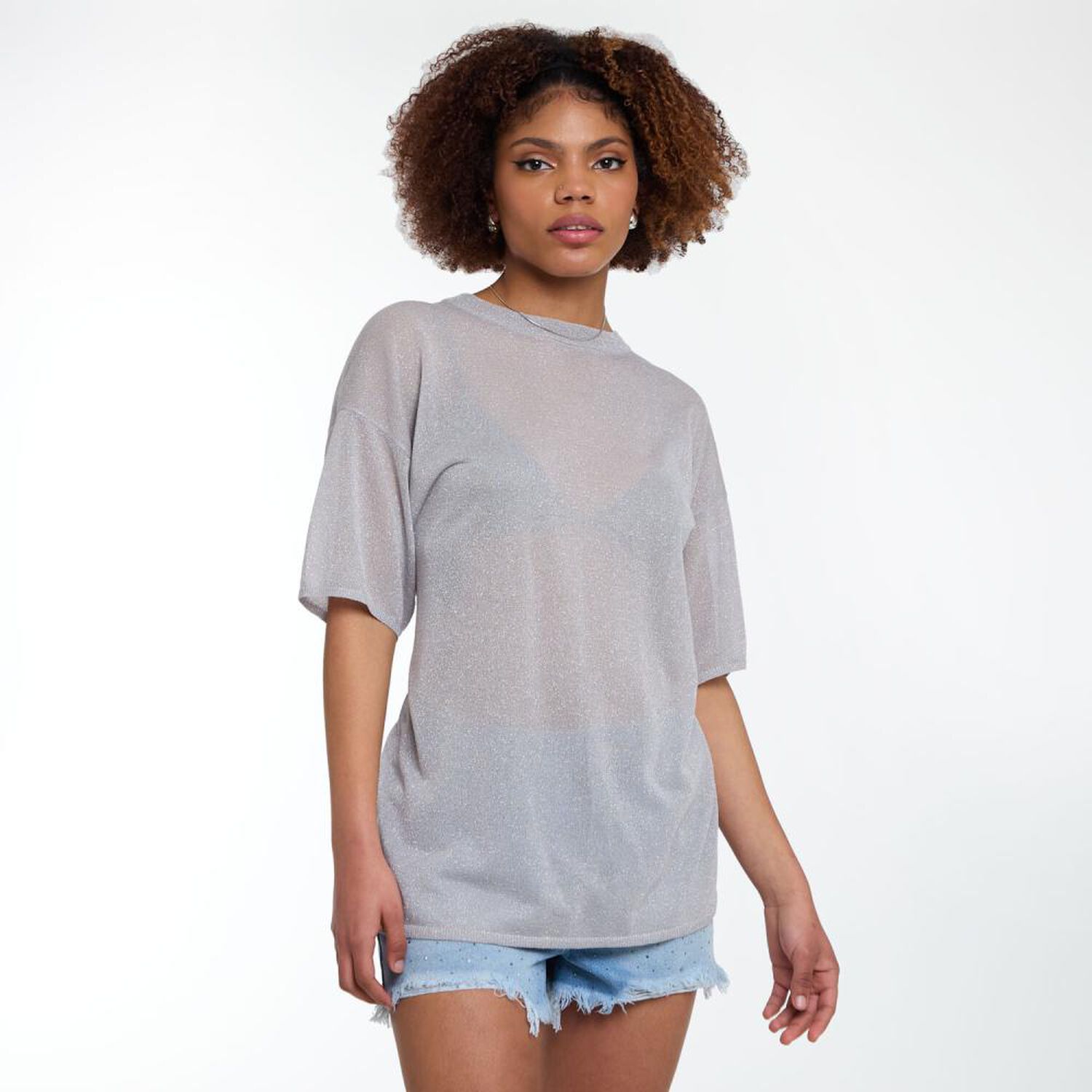 Polera Oversize Manga Corta Cuello Redondo Mujer Rolly Go image number 2.0