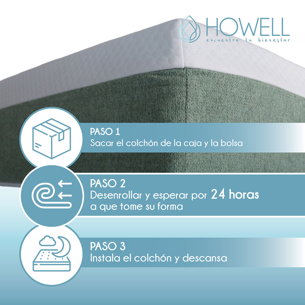 Colchon Memory Foam Espuma Viscoelastica 20cm Howell 2 Plaza image number 1.0