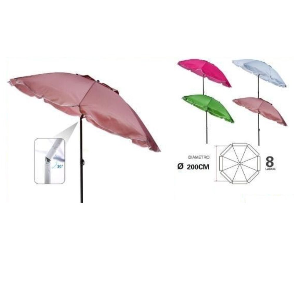 Sombrilla Reclinable 2 Mts Diametro Playa Camping Diseño Unicolor image number 0.0