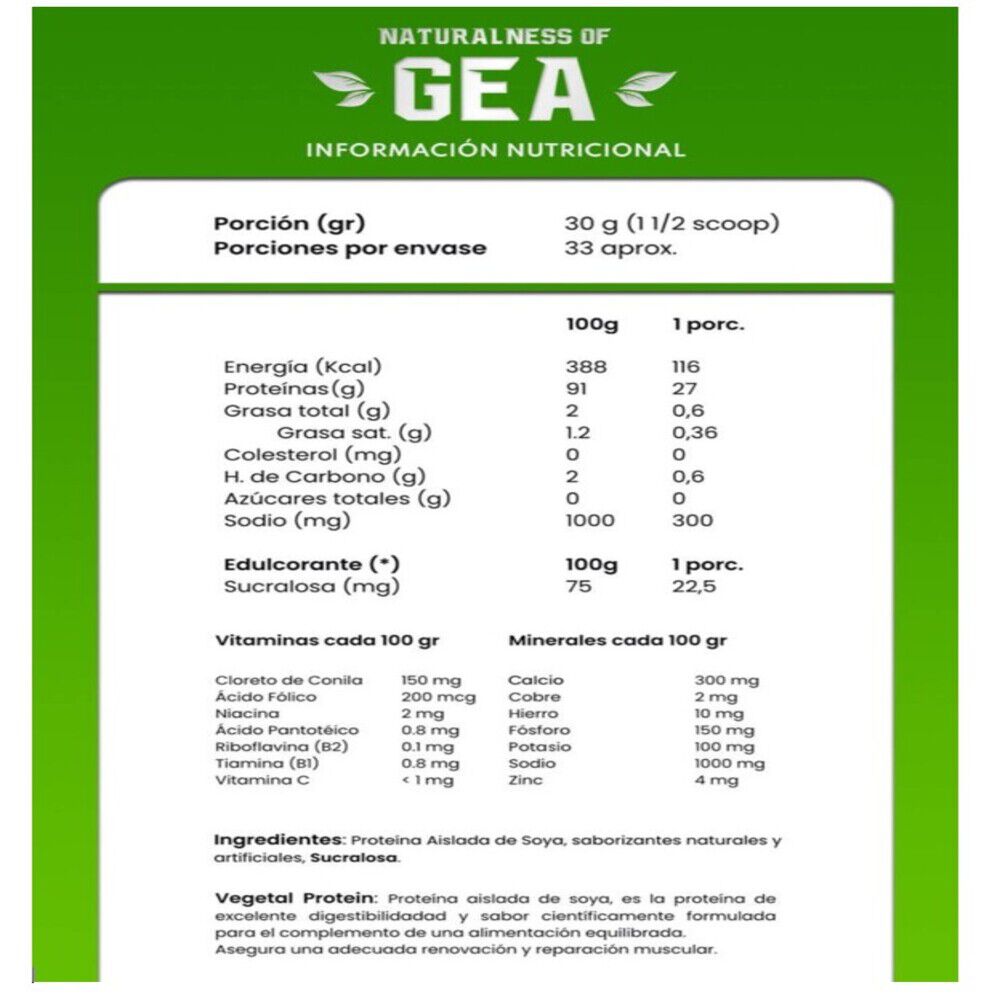 Proteína Vegana 1kg Sabor Chocolate Gea + Shaker Palikos Fitness image number 2.0