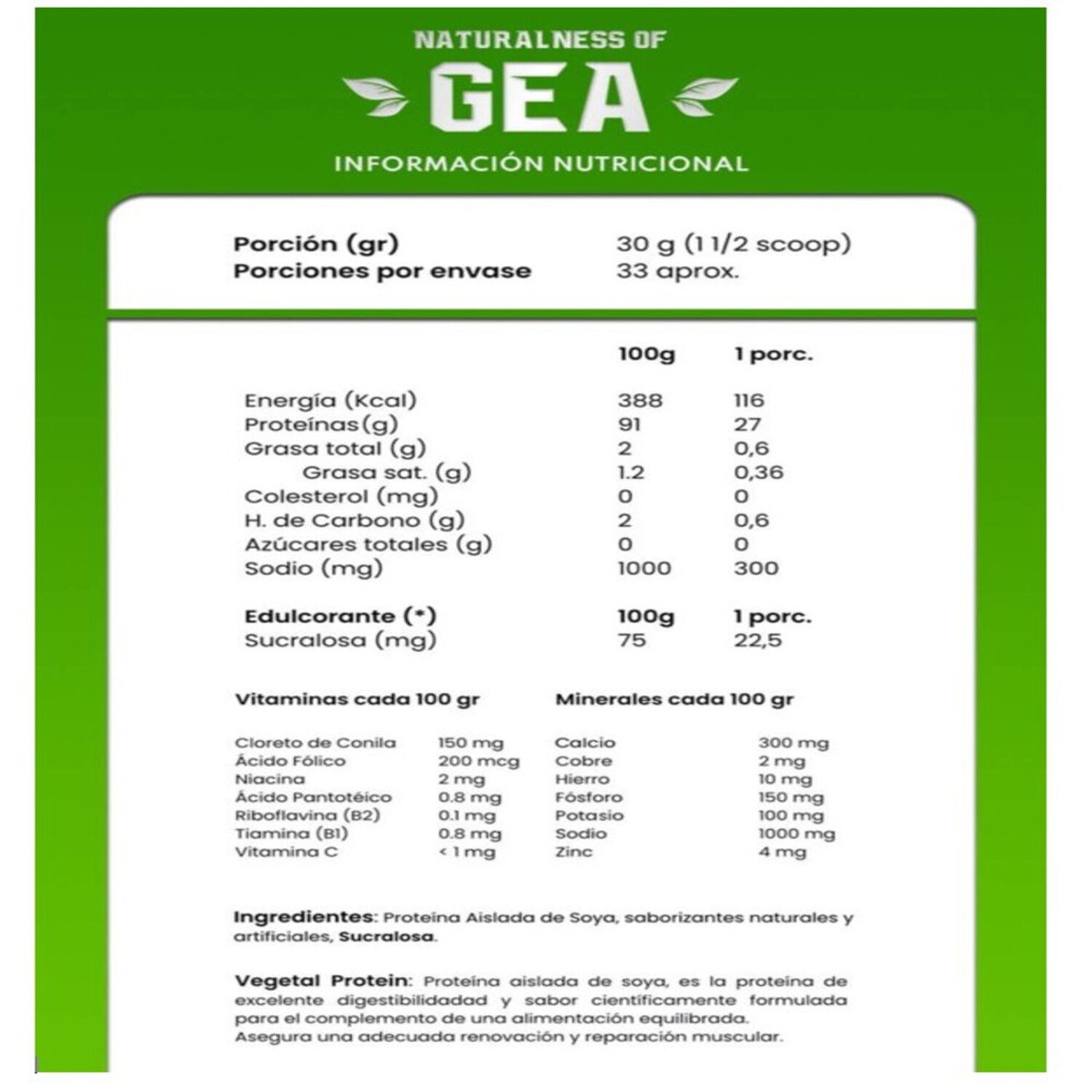 Prote&iacute;na Vegana 1kg Sabor Chocolate Gea + Shaker Palikos Fitness image number 2.0