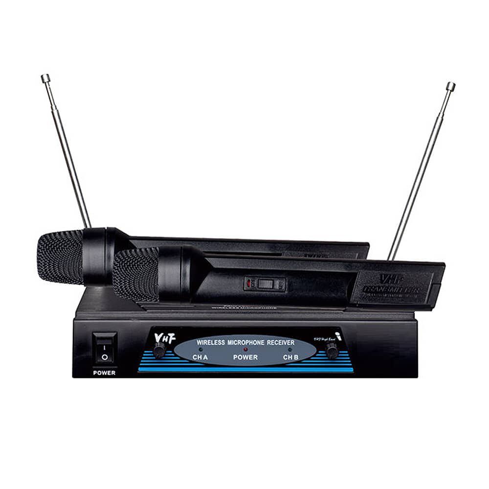 Pack De 2 Micr&oacute;fonos Inal&aacute;mbricos Vhf Pro Wm-787 Audio Hd image number 1.0