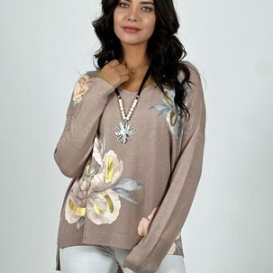 Sweater Spandex Flores Peonias Estampadas