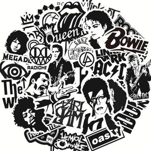 Set Sticker Cantantes Grupos De Rock M&uacute;sica Black&white