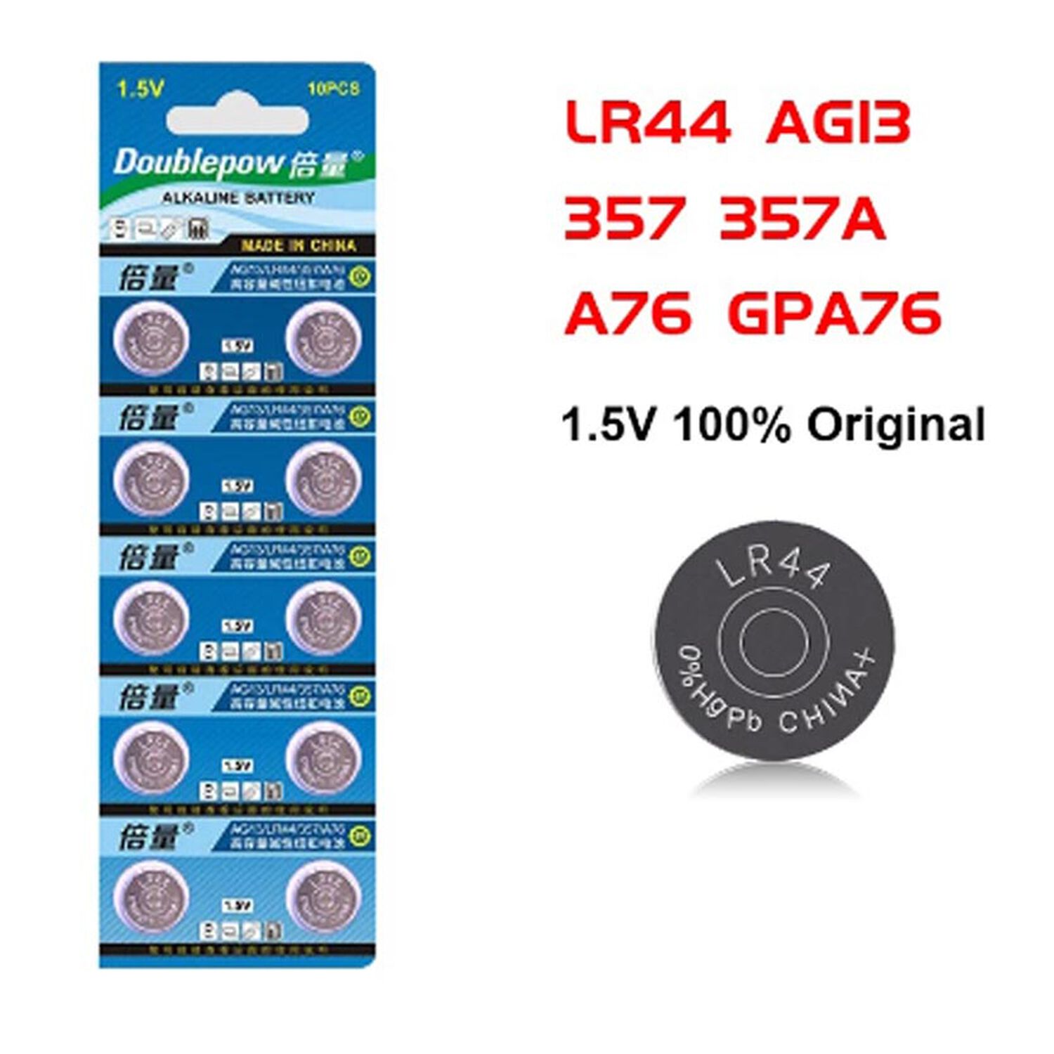 Pilas Lr44 Ag13 357a Cx44 Pila De Bot&oacute;n 1,5 V Para Relojes Luces Otros Lr44w image number 1.0