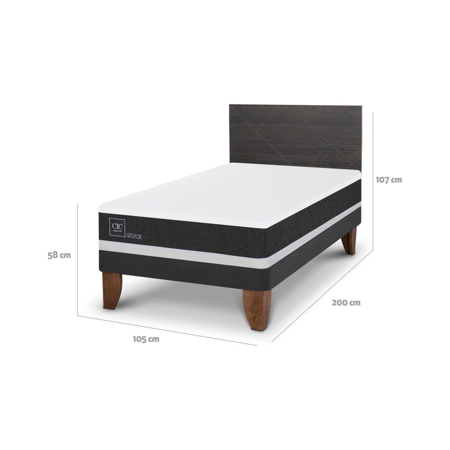 Cama Europea Cic Ortopedic / 1.5 Plazas / Base Normal + Respaldo image number 4.0