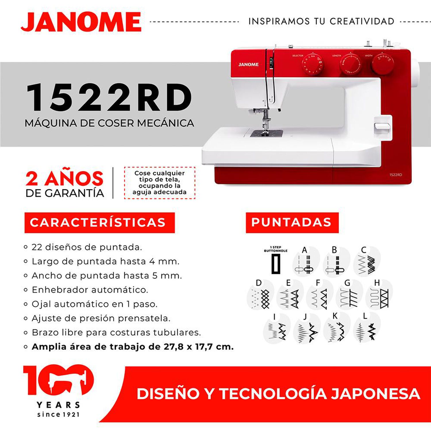 M&aacute;quina de Coser Janome 1522RD image number 7.0