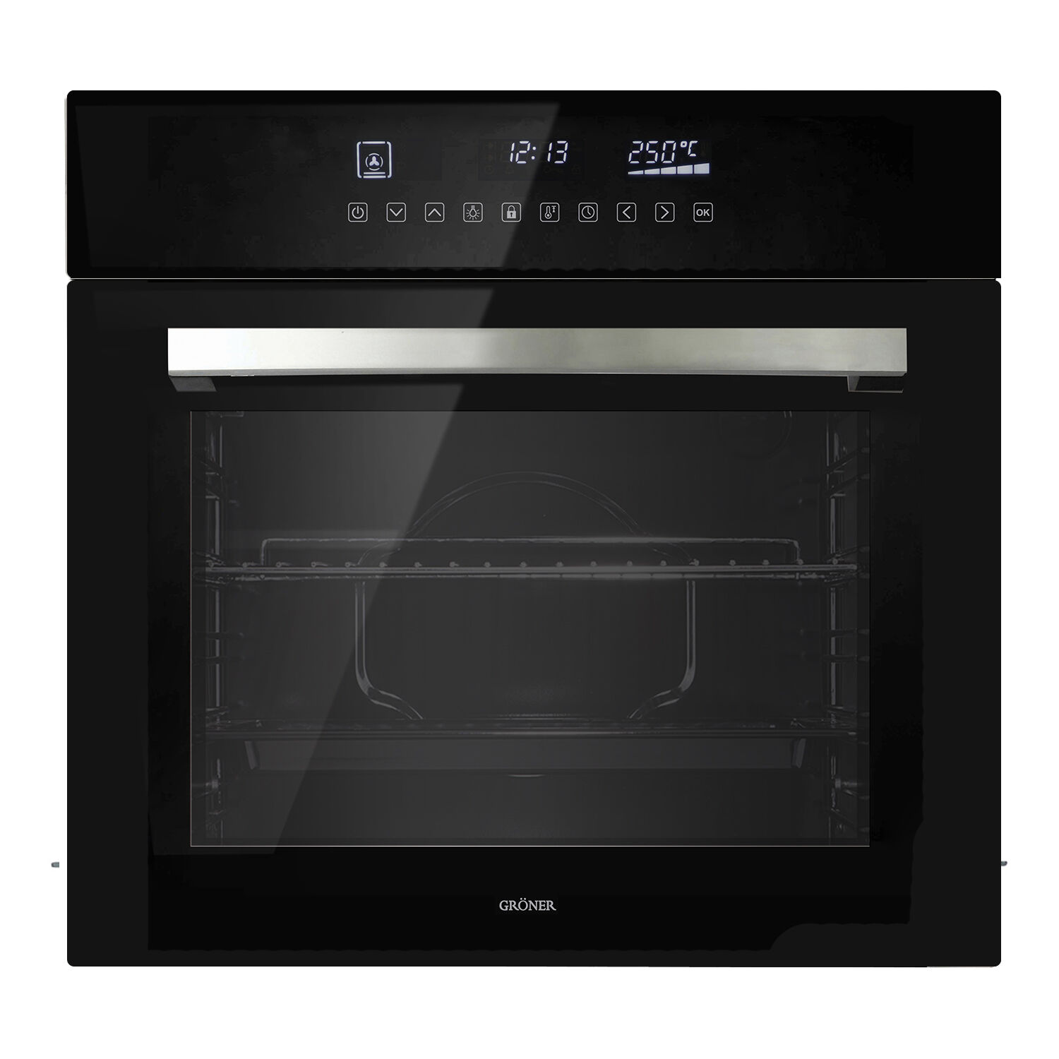 Horno El&eacute;ctrico Empotrable Grner Black Touch Triple Vidrio 10f 59l image number 0.0