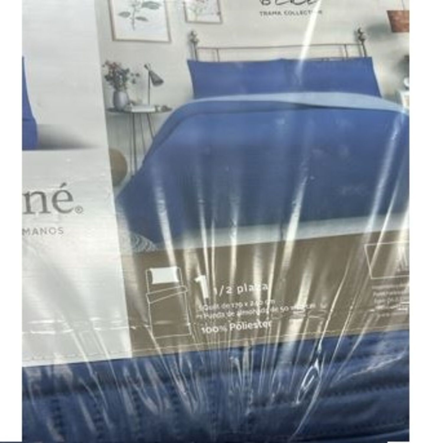 Cubrecama Quilt Reversible 1,5 Color Azul Trama Collection image number 0.0