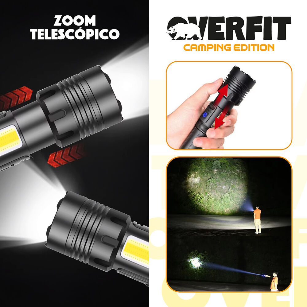 Linterna Led Largo Alcance Tactica Recargable Overfit 1500lm image number 4.0