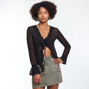 Blusa Con Lazo Manga Larga Cuello V Mujer Rolly Go
