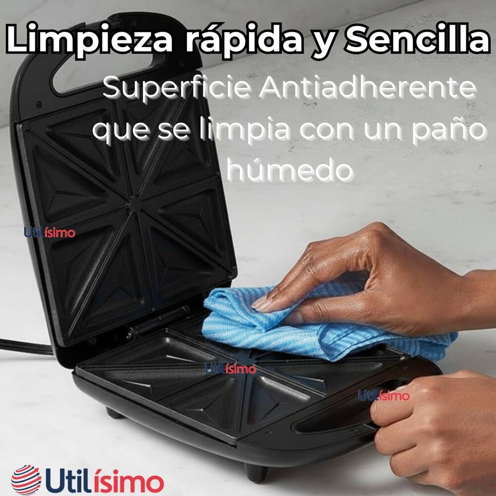 Sandwichera Eléctrica Antiadherente Tostadora 4 Sandwich 1000w De Potencia image number 6.0