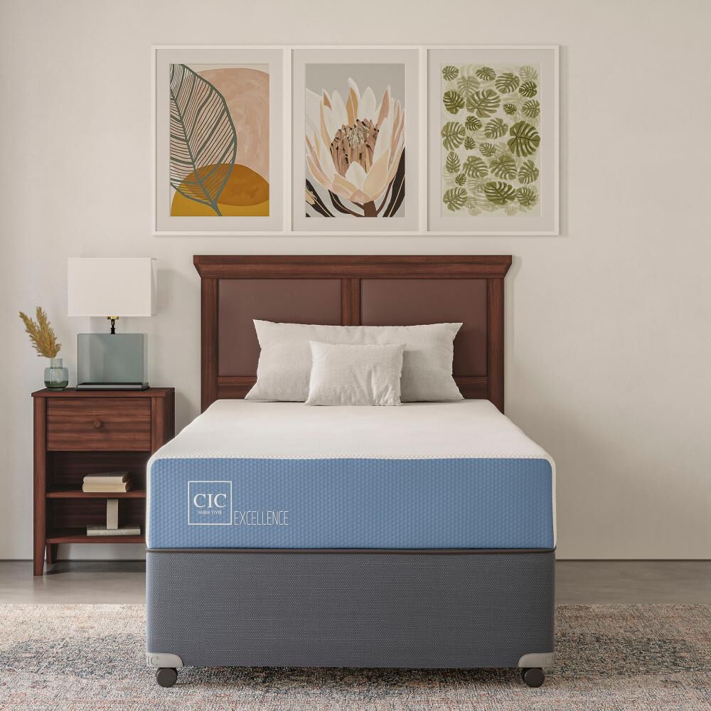 Cama Americana Cic Excellence / 1.5 Plazas / Base Normal + Set De Maderas + Textil image number 6.0