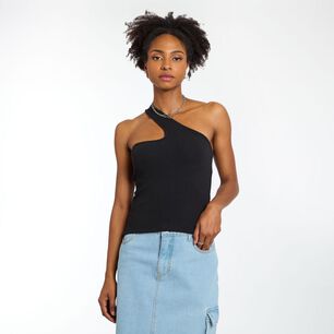 Polera Crop Asimetrica Sin Mangas Cuello Recto Mujer Rolly Go