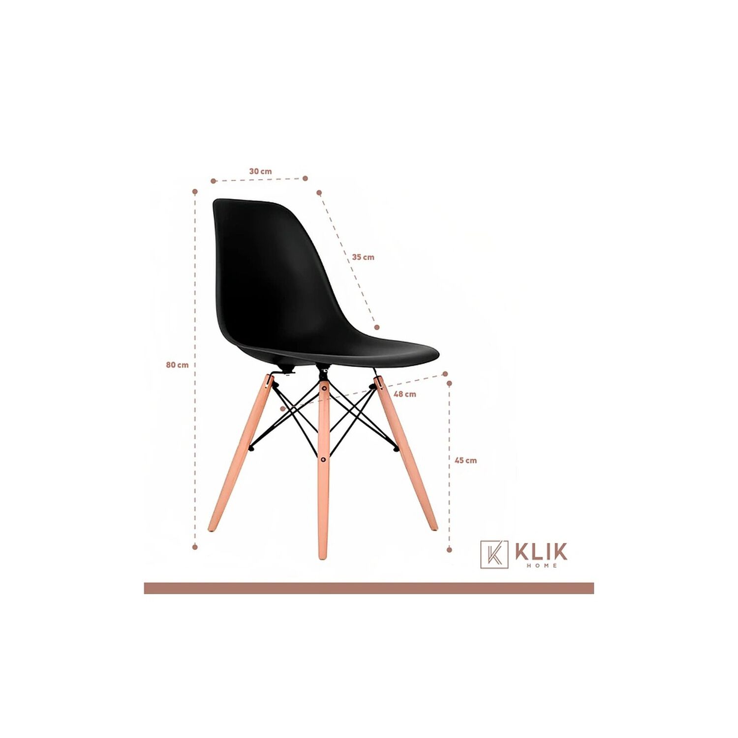 Comedor Mesa De Vidrio N&oacute;rdica 140x90 Cm + 6 Sillas Eames Negras image number 4.0