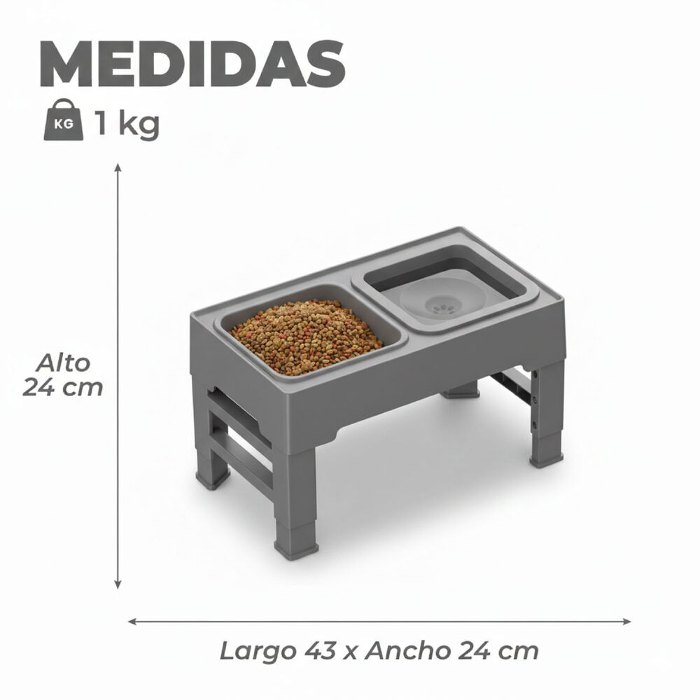 Plato Comedero Bebedero Antiderrame Ajustable Para Mascotas image number 2.0