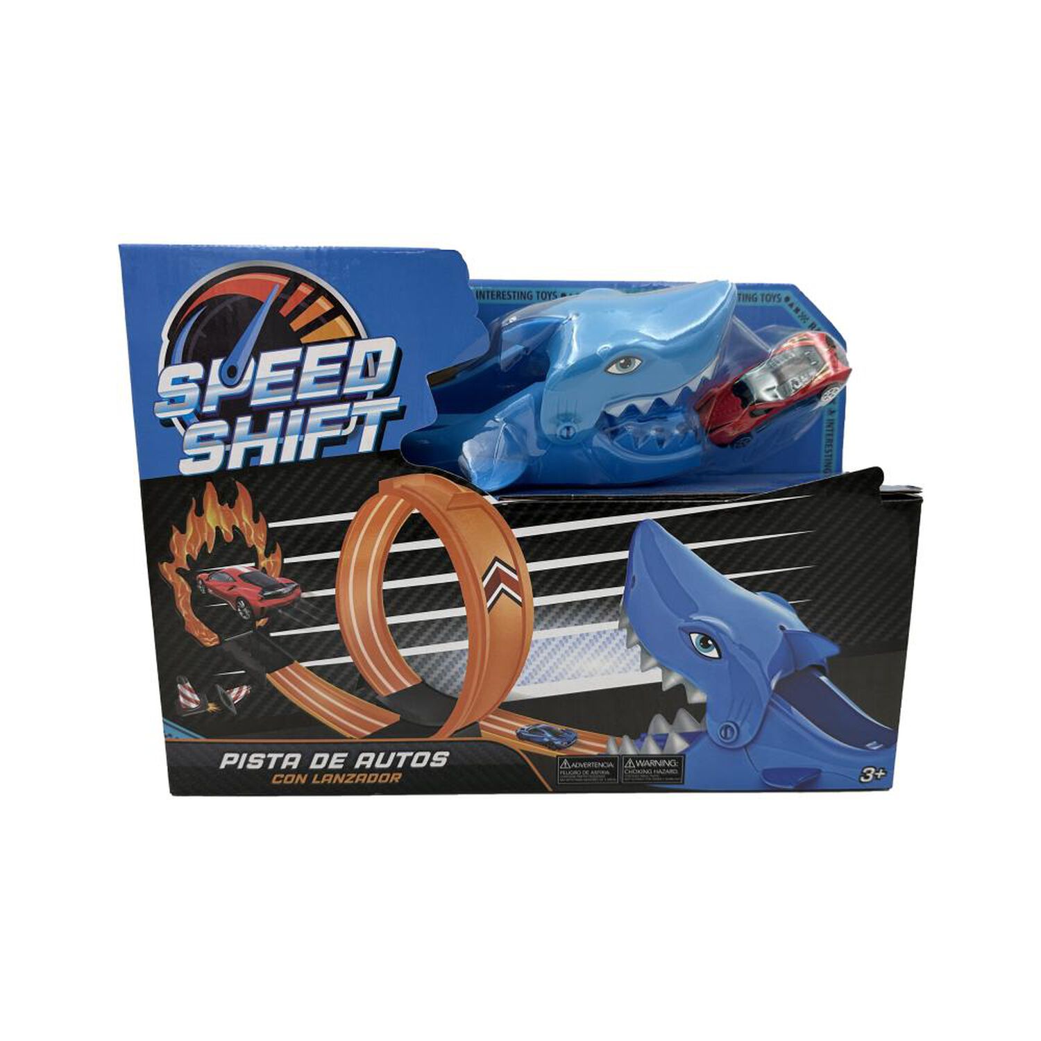 Pista De Autos Speed Shift Cocodrilo Y Tiburon Con Lanzador, Curva Mortal Y Auto Die-cast image number 1.0