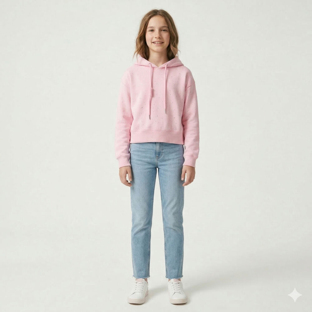 Poler&oacute;n Crop Juvenil Con Capucha Dise&ntilde;os Brillantes image number 2.0