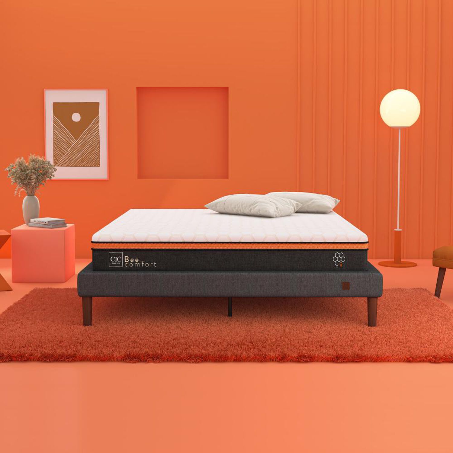 Cama Europea Cic Bee Comfort / 2 Plazas / Base Dividida + Set De Maderas image number 5.0