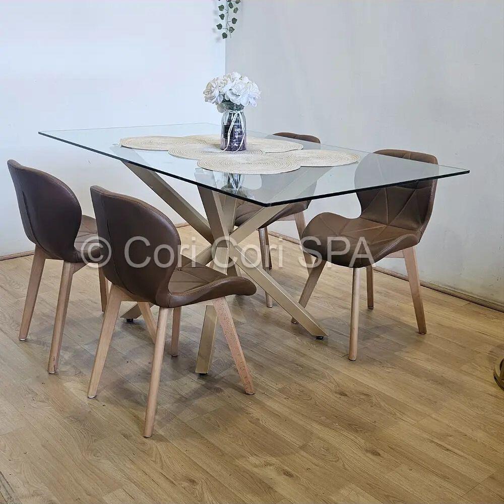 Juego De Comedor Madrid 140x80cms + 4 Sillas Mariposa Ecocuero Wood Cafe image number 0.0