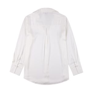 Blusa Lisa Satín Manga Larga Cuello Camisero Mujer Kimera
