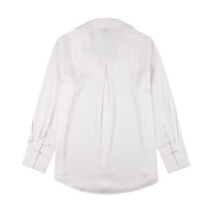 Blusa Lisa Sat&iacute;n Manga Larga Cuello Camisero Mujer Kimera