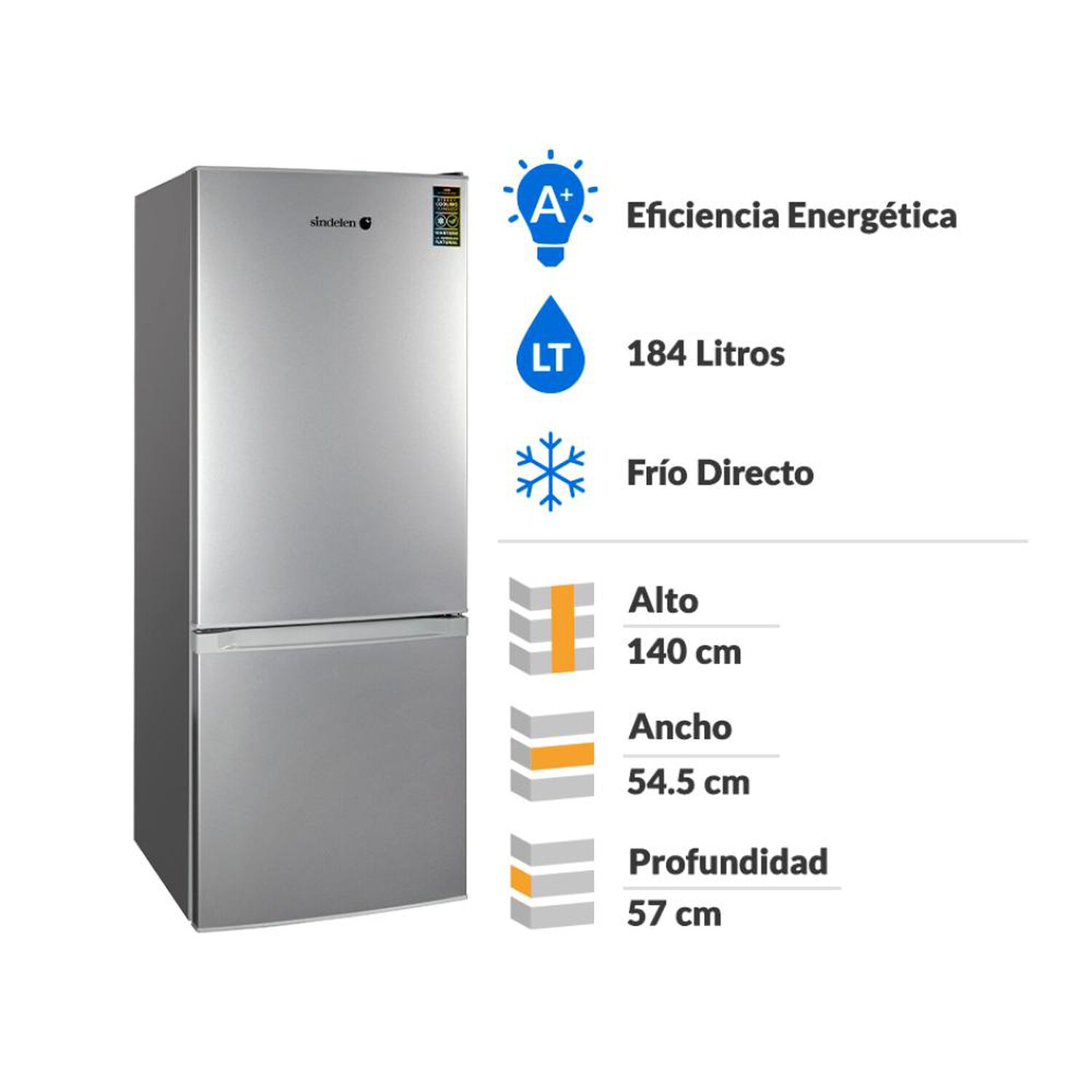 Refrigerador Bottom Freezer Sindelen RD-2225SI / Fr&iacute;o Directo / 184 Litros / A+ image number 1.0