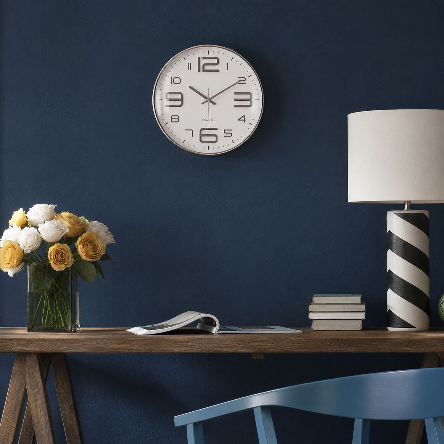 Reloj De Pared Xl 30cm De 3 Agujas Con Movimiento De Quarzo image number 5.0
