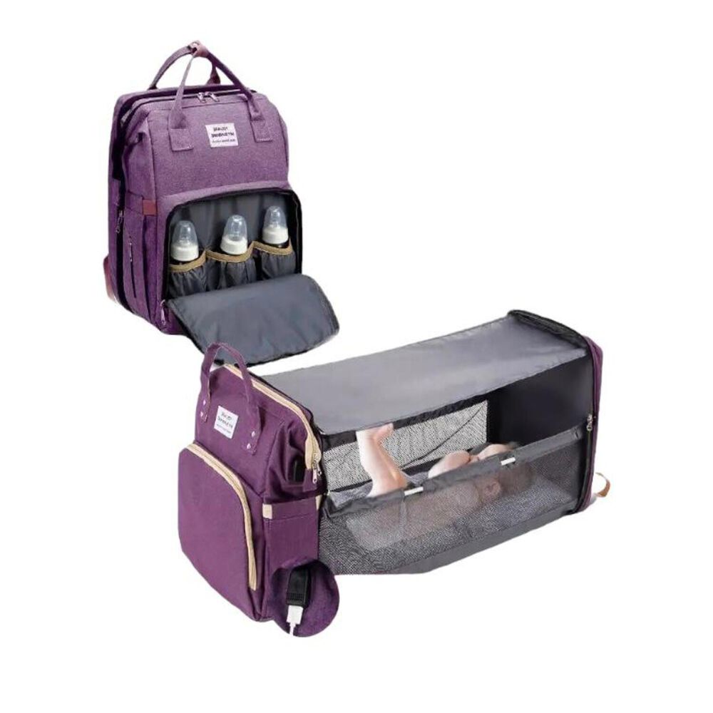 Mochila Maternal 3 En 1 Con Cunita Lubabycas Morada image number 0.0