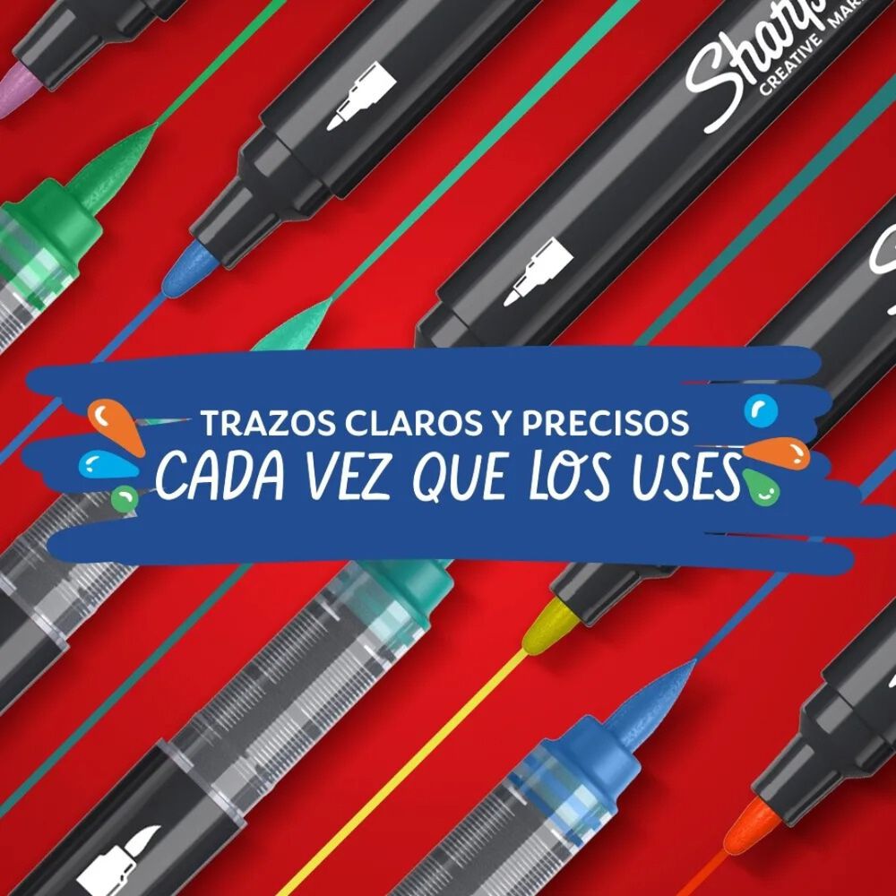 Sharpie Marcadores Acrílico Punta Pincel 5 Colores Surtidos image number 7.0
