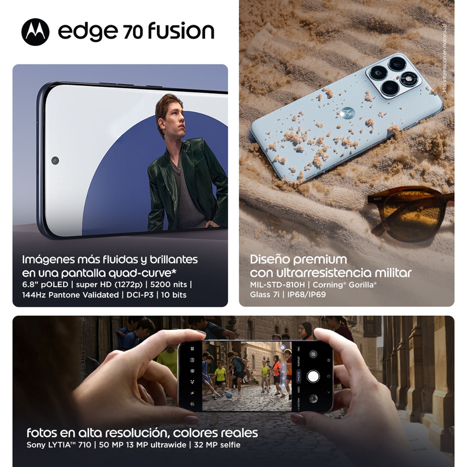 Smartphone Motorola Moto Edge 70 Fusion / 5G / 256 GB / Celeste / Liberado image number 4.0