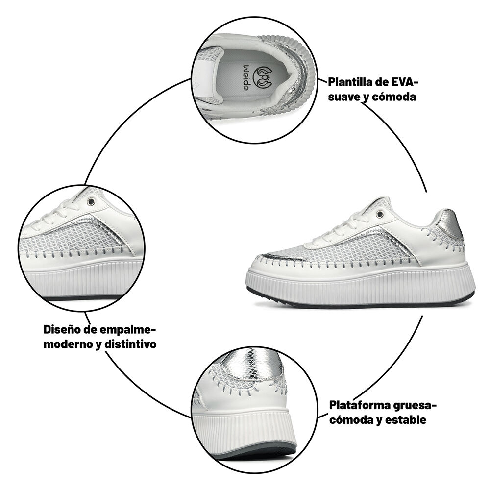 Zapatillas Urbanas Casual Cordones Mujer Weide Hx520 image number 7.0