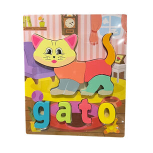 Puzzle Encaje Madera Letra Dibujo Rompecabeza Didactico Ni&ntilde;o