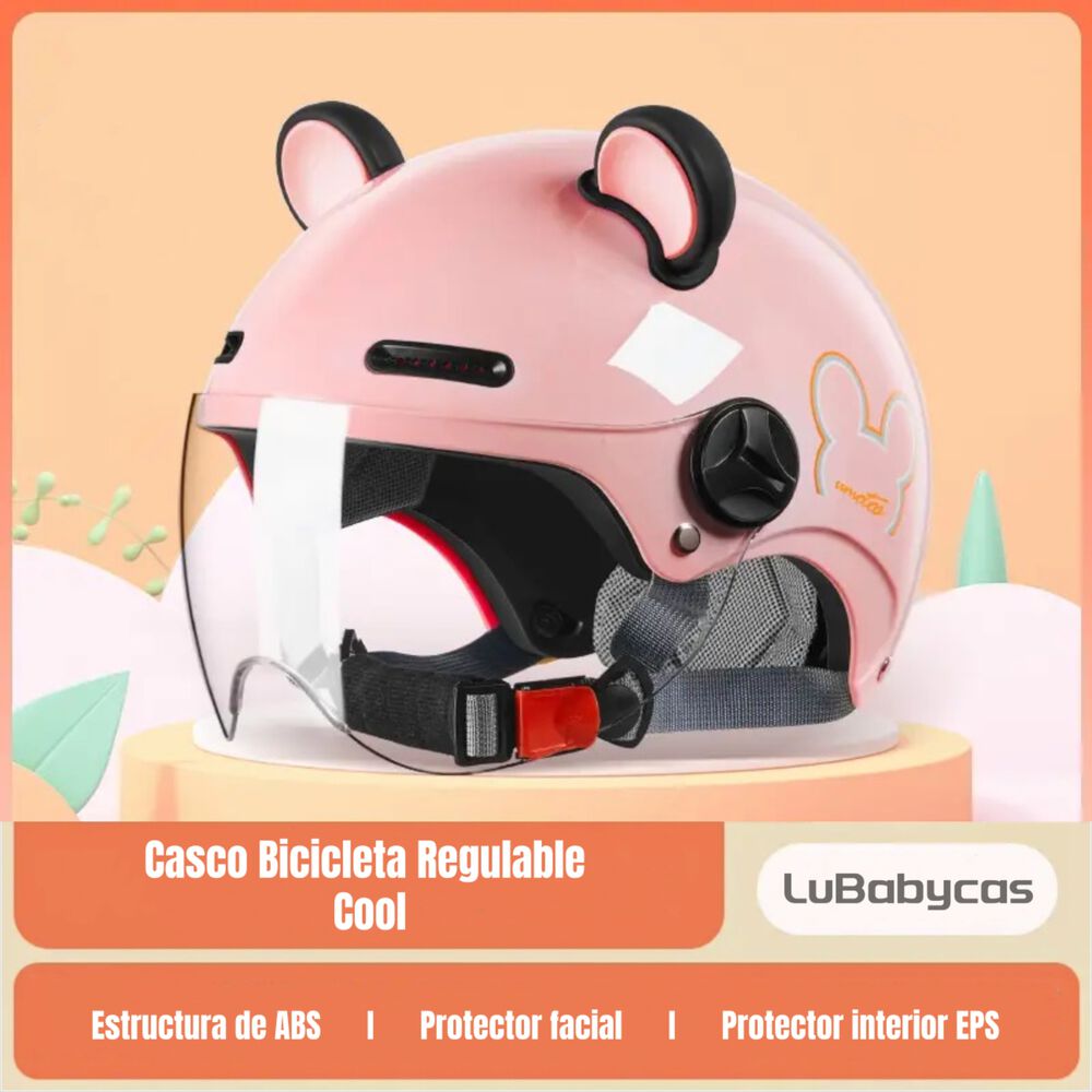 Casco Bicicleta Regulable Con Mica Para Niños Rosado image number 1.0